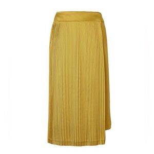Banana Republic x Olivia Palermo Pleated Wrap Skirt in Gold Lichen
